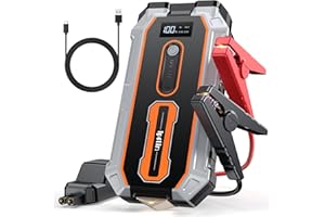 Ipflin jump starter power pack - 3000A Peak 18000mAh Portable Car Battery Jump Starter for Up to 6.5L Gas & 3.5L Diesel Engines,USB-C Ports, LCD Display Dark Orange