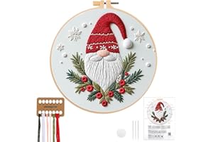 JSRQT Kit Ricamo Starter Principianti Embroidery Natale Artigianale Punto Croce da Ricamare Christmas Mano Regalo per Adulto DIY Cucire Accessori Attrezzi Cross Stitch Cucito Pratica Artigianato