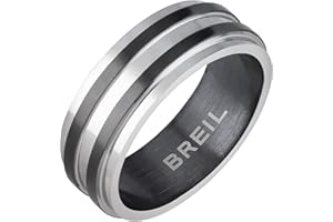 Breil, Collezione Joint, Anello Uomo in Acciaio Colorato Satinato, con 2 Fasce in Acciaio IP Black, Idee Regalo Uomo, Misura 21, Silver-Black