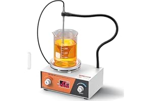 Bonvoisin Agitador Magnético Placa Caliente 2L, Pantalla Digital, 700-2600rpm Mezclador de Laboratorio 100℃ 180W con Sensor Plegable Varilla de Soporte, 120 * 120mm Agitador Magnético Mezclador (EU)