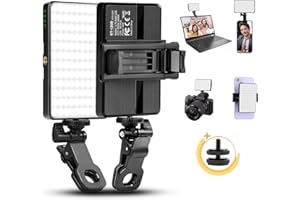 BNEHHOV 120 LED Videoleuchte Handy Selfie Licht mit Klammer 2500-9000K 3 Lichtmodi CRI 95+ Eingebauten 3000mAh Akkus Foto Licht für Handy,Tablet,Laptop,iPhone,iPad,Android,YouTube,TikTok