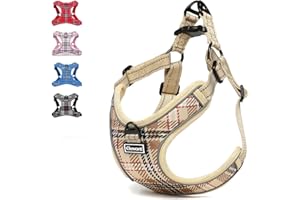 Elevant Pettorina Cane Regolabile Riflettente, Step-in Pettorina Traspirante per Cani, Gilet Morbido Imbottito Petto Imbracatura Cane Pettorina per Cani Taglia Piccola Media Grande (L, Beige Marrone)