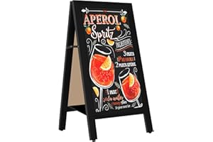 VAIIGO Magnetic Chalk Board Large A-Frame Chalkboard Signs 45x103cm, Double-Sided Wood A Board Pavement Signs Menu Board, Sandwich Blackboard with Built-in Shelf for Advertising, Wedding, Party, Cafes