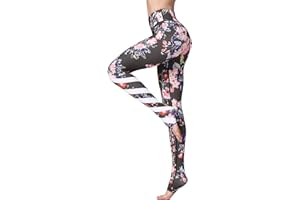 FLYILY Donna Leggings Sportivi Elastico Stampa Floreale Pantalone da corsa da donna Leggings a vita alta Pantaloni da yoga lunghi elasticizzati