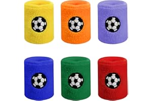 TINSELLNS 6 Pieces Sports Wristbands for Kids Sports Wrist Sweatbands Colourful Cotton Terry Wrist Bands Absorbent Wristbands Hand Wrist Sweat Band for Children Football Basketball Gym