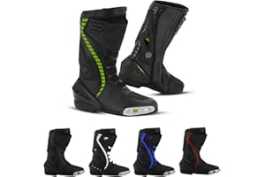 Vaster Moto Herren Motorradschuhe Knöchel Motorrad wasserdicht Leder Rennstiefel Rutschfeste Sohle