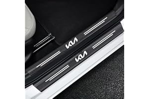 RIDGOEL 4 Piezas Pegatinas Protective de Umbral de Puerta para KIA KN Decoración para Estribos de Coche de Fibra de Carbono