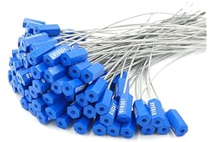 COCOLELE 100pcs Numbered Security Cable Seals Tamper Proof Steel Wire Cable Tags Pull-Tite Trailer Seals Cable Ties-Strap (Blue)