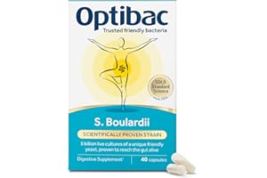 Optibac Probiotics Saccharomyces Boulardii - Vegan Digestive Probiotic Supplement with 5 Billion Live Cultures - Most Trusted & Recommended Brand - 40 Capsules