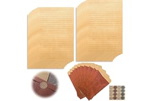 STILLWEN Juegos de Papel de Papelería Vintage, 36 Piezas Papel de Carta Vintage, 10 Piezas Sobres Marrones, 16 Piezas Pegatinas de Sellado, Papel de Escribir Papelería, Juego de Sobres de Letras Envejecidas