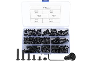 YITYDAMAI 80 Stück m8 Schrauben Set, Linsenkopf Sechskantschrauben Muttern Set, Innensechskant Schrauben mit Muttern Set, Rundkopf Gewindeschrauben Set, legierter Stahl Maschinenschrauben Sortiment Set