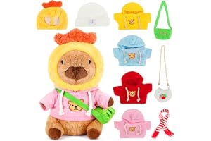 Capybara gosedjur, Capybara plyschdjur med kläder och accessoarer, 23 cm gosedjur Capybara, söt Capybara plysch, Dress up Cap