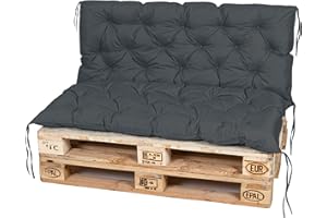‎TEXDEKO TexDeko® Garden Palettenauflage 120x60cm mit Rückenlehne wasserabweisend UV - beständig Premium Sitzkissen gesteppt für Europaletten Palettenkissen Palettenpolster (Anthrazit)