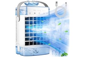 OAUIR GUSIX Portable Air Conditioner,5 in 1 Air Cooler,Mini Mobile Air Conditioner,with Spray & Colorful Night Light Timed function Modes Room Cooler,Air Coolers for Home,Office,Bedroom-White