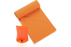 Feicuan Microfibre Towel for Gym Beach - 90x30cm/35.4"x11.8" Fast Drying Towels Compact with Storage Bag and Hook Cooling Towel Lightweight Absorbent for Sports, Swimming, Camping, Hiking, Orange