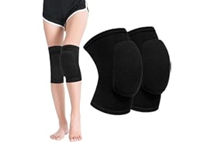 FAINCA Lot de 2 Genouillère Danse Genouillere Volley Ball Genouillères de Danse Épais Éponge Antidérapant Genouillere Arthrose Genou Unisexes Genouillère Travail pour Football Jogging Yoga Noir/S