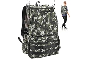 Luckits Zaino da pesca, Zaino per attrezzatura da pesca Impermeabile senza vassoi Scatola per attrezzatura, Ampia borsa per attrezzatura da pesca con portacanna Scatola multifunzionale per esterno