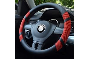 Pahajim Copri Volante per Auto Universale Copristerzo Traspirante Antiscivolo Copri Manubrio Auto Accessori Interno Per Volante Diametro 38cm (Rosso)