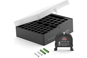 ANSMANN Scatola per batterie con tester - 48 batterie 20x Micro AAA 24x stilo AA 4x 9V - Organizer portatile con coperchio semi trasparente chiusura