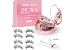 ANOGOL Magnetische Wimpern, 4 Paar wiederverwendbare Magnetwimpern, Natürlich aussehendes 3D Falsche Wimpern Set mit Applikator, Wasserdicht, Kein Kleber, Einfach zu tragen
