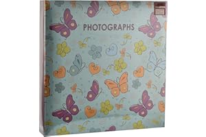 Arpan Large Slip In Pockets 3-Ring Binder Photo Album Holds 500 6x4" Photos Wedding, Baby Birthday (Butterfly)