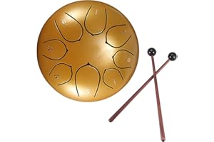 Konesky Steel Tongue Drum, 6 Zoll Stahlzungentrommel Hand Pan Percussion Drum für Meditation, 8 Tone Ätherisches Schlagzeug Instrumentarium mit Trommel Tragetasche, 2 Drumsticks, 4 Fingerpicks