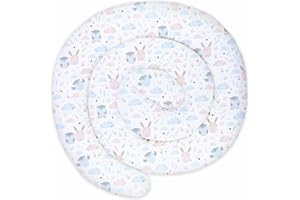 Totsy Baby Cojín Serpiente XXL Almohada de Cama Cojín de Lactancia Rollo de Cama Protector de Borde de Cama Cojín Decorativo Alrededor de Cama Serpiente XL Gris Claro con búhos 300 cm Oeko-Tex