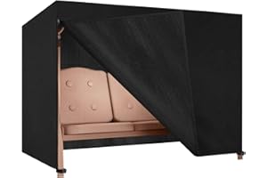 Dokon Hollywoodschaukel Abdeckung 4 Sitzer Wasserdicht Winterfest Winddicht UV-Beständiges Robustes Oxford-Gewebe Schutzhülle für Gartenschaukel, Schaukelbank (250x150x160cm) - Schwarz