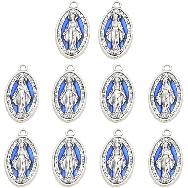Lot Of 10 Miraculous Medal Charms 1 Inch | Mary Our Lady Of Grace Italy Made