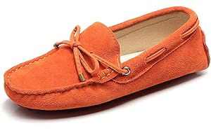 Jamron Mujer Clásico Gamuza Corbata de Moño Penny Mocasines Comodidad Hecho a Mano Pantuflas