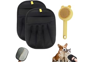 AONEGOLD 2pcs Guanto Peli Gatto con Spazzola Gatto Guanti Statici per Peli Animali Riutilizzabile Pet Hair Remover Leva Peli Animali per Divani Vestiti Tappeti