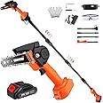 Cordless Pole Saw, 2-in-1 High Branch Saw & Handheld Garden Chainsaw, Electric Extension Pole Chainsaw with 1.5AH Battery, 2.3m Long Reach Telescopic Pole Pruner,150° Adjustable Head for Tree Trimming