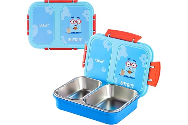 rabitat Yumzee Stainless Steel Lunch Box 1+1 Year Brand Warranty Tiffin Box for School Lunch Box for Kids Boys & Girls BPA Free, Leakproof & Durable Bento Design 750 ml Shyguy