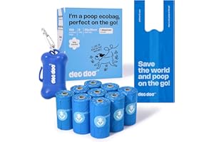 Deo Doo Dog Poop Bags with Handles 9 Rolls 108 Counts Big Sizes Leak Proof and Extra Thick Waste Bags Refill Rolls for Walking Small Medium Large Dogs Cats Litter With Holder Iris Scented