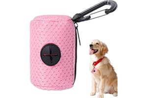 Yonuaret Portasacchetto per cacca di cane | Dispenser per borse per cani con attacco al guinzaglio in tessuto rete con cerniera,Forniture per animali da appendere, dispenser di borse per cani di