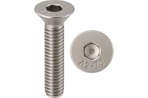 Vis INOX M8x60 mm tête fraisée BTR Ø 8x60 mm | Vis M8 x 60mm FHC à 6 pans creux (clé allen) | Acier Inoxydable A2-70 (V2A/304) | ISO 10642 / DIN 7991 : LOT DE 10 Pcs - ProRaje