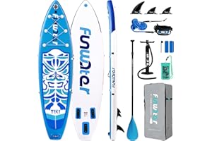FunWater Inflatable Stand Up Paddle Board Ultra-light SUP - Adult Paddleboards with Adj Paddle, Hand Pump, Backpack, Leash, Waterproof bag