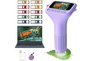 USCAMEL Microscopio Digital para Niños 5-7: Microscopio Portátil 1000x Pantalla Táctil 2" Miniscopio Portátil - Juguete Educativo para Niños, Toddlers, Estudiantes y Exploradores Naturales (Morado)