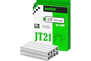 meite Type 53/10 mm Staples, Galvanised JT21 Staples for Staple Gun, Fine Wire, 7/16" (11.2 mm) Crown Type 53 Staple Refill, Ideal for Upholstery, Crafts, Furniture (1,600 Counts)