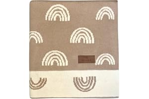 DIKOS® Babydecke Regenbögen (beige braun) - 100% Bio Baumwolle - GOTS Zertifiziert – Strickdecke Neugeborenen Decke Baby Mädchen Junge Kuscheldecke Erstausstattung Geschenk zur Geburt