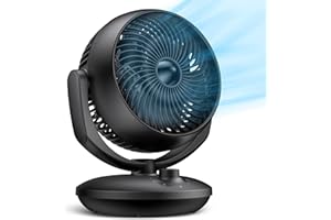 FTOTHH Ventilateur Silencieux Ultra Puissant,22dB Portable & Table,Circulation d'air Turbo 3D Pour Bureau Avec 3 Vitesses et Inclinaison Réglable à 90 ° pour Pièces de 15 m², Chambre à Coucher, Salon