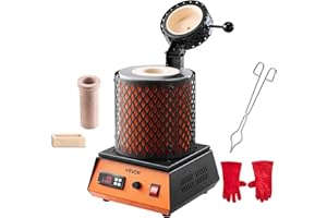 VEVOR Forno di Fusione Elettrico, 1350 W Macchina per Fusione di Metalli da 1150 ℃ con Crogiolo in Ceramica da 3 kg, Kit per Oro per la Creazione di Gioielli, Barre di Metallo, Componenti Metallici