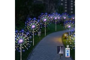 Ovker Lot de 4 Lampes Solaires Extérieur - 120 LED - 8 modes - Solaire Décoration de Jardin - Pissenlit - Résistante aux intempéries - Pour jardin, balcon, noel decoration - Multicolore