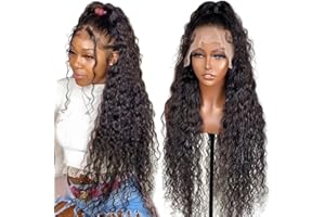 QAVA parrucca donna capelli veri umani water wave 13x4 lace front wigs parrucca donna capelli veri pre strappati con baby hair brasiliane human hair wigs parrucca donna 18pollice(45cm)