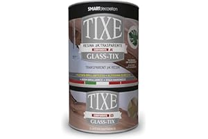 TIXE GLASS-TIX RESINA PER COLATA PROTETTIVO PER SUPERFICI TRASPARENTE 2K TRASPARENTE, 0,75 Litri
