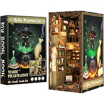 Habarri | DIY Book Nook - Café - Puzzle 3D - Kit maison miniature avec meubles et lumière LED