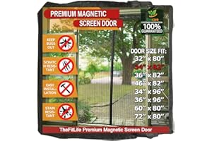 TheFitLife Magnetic Fly Screens for Doors - Heavy Duty Mesh Curtain with Full Frame Hook and Loop Powerful Magnets That Snap Shut Automatically