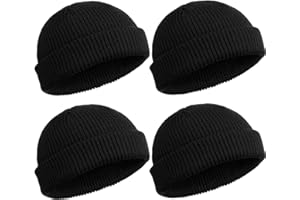 SATINIOR 4 Pezzi Trawler Beanie Watch Hat Roll Up Edge Skullcap Fisherman Beanie Unisex