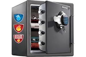 Master Lock Caja Fuerte de Seguridad, Ignifuga y Resistente al Agua, llave y Combinación Digital, Xlarge 33,6L - LTW123GTC