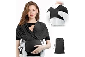 AOOWU Fascia Porta Bebe, Marsupio Neonato Ergonomico, Extra Morbido Fascia per Neonati in Cotone, Neonato Facile da Indossare, Fascia Neonato Adatto Fino a 15kg, Facilmente Regolabile